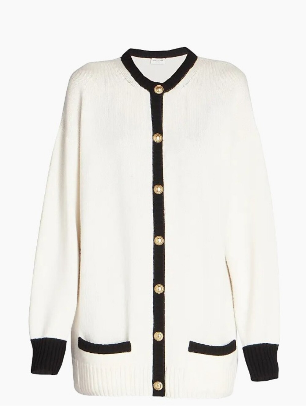 Saint Laurent Lady Cashmere Cardigan Sweater Ivory Women's Size XS